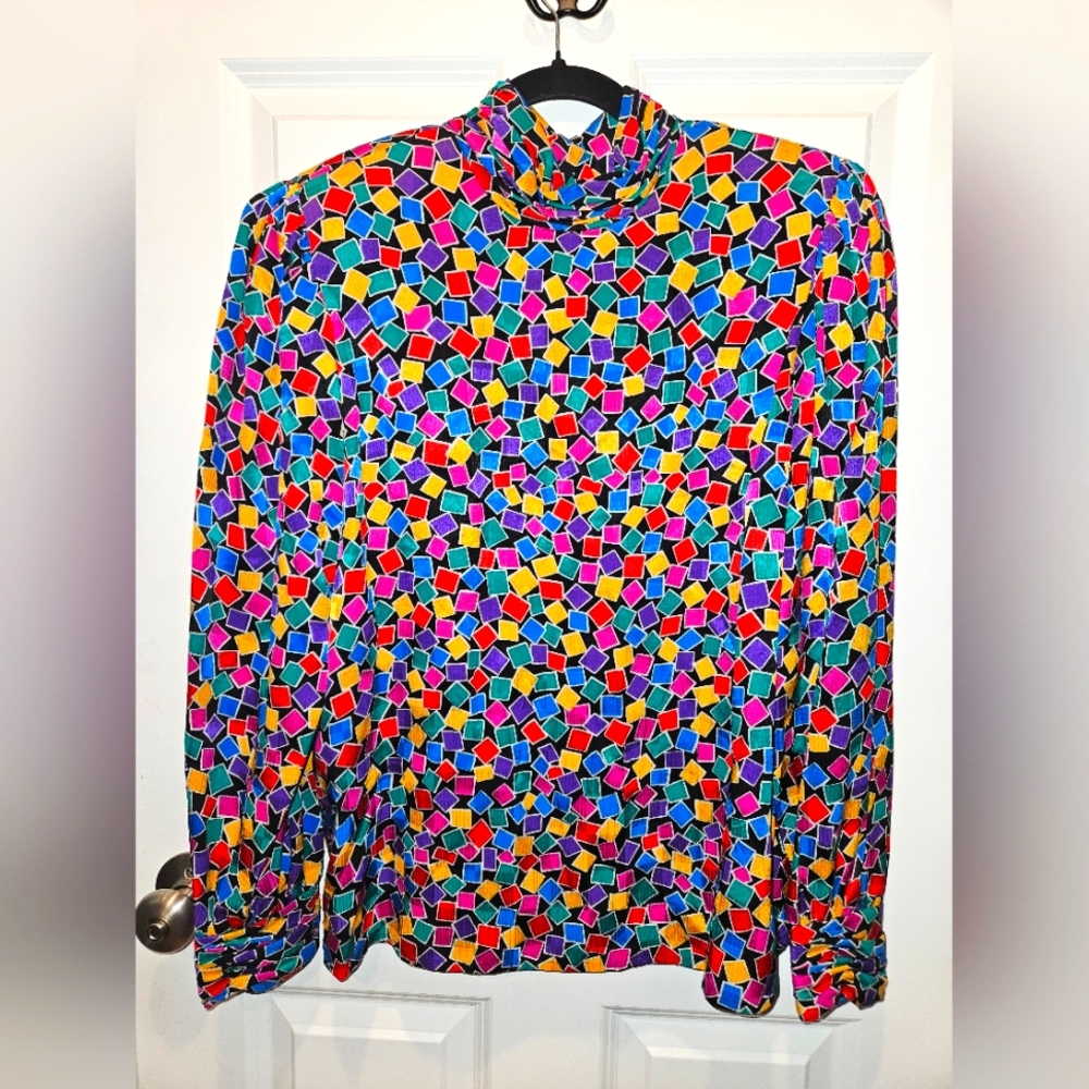 Vintage 80s Adriana Papell Silk Top
